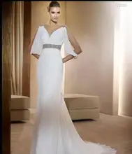 

free shipping new rhinestone belt Sexy V Neck Chiffon Wedding Bridal Gowns white Evening Custom Size mother of the bride dresses