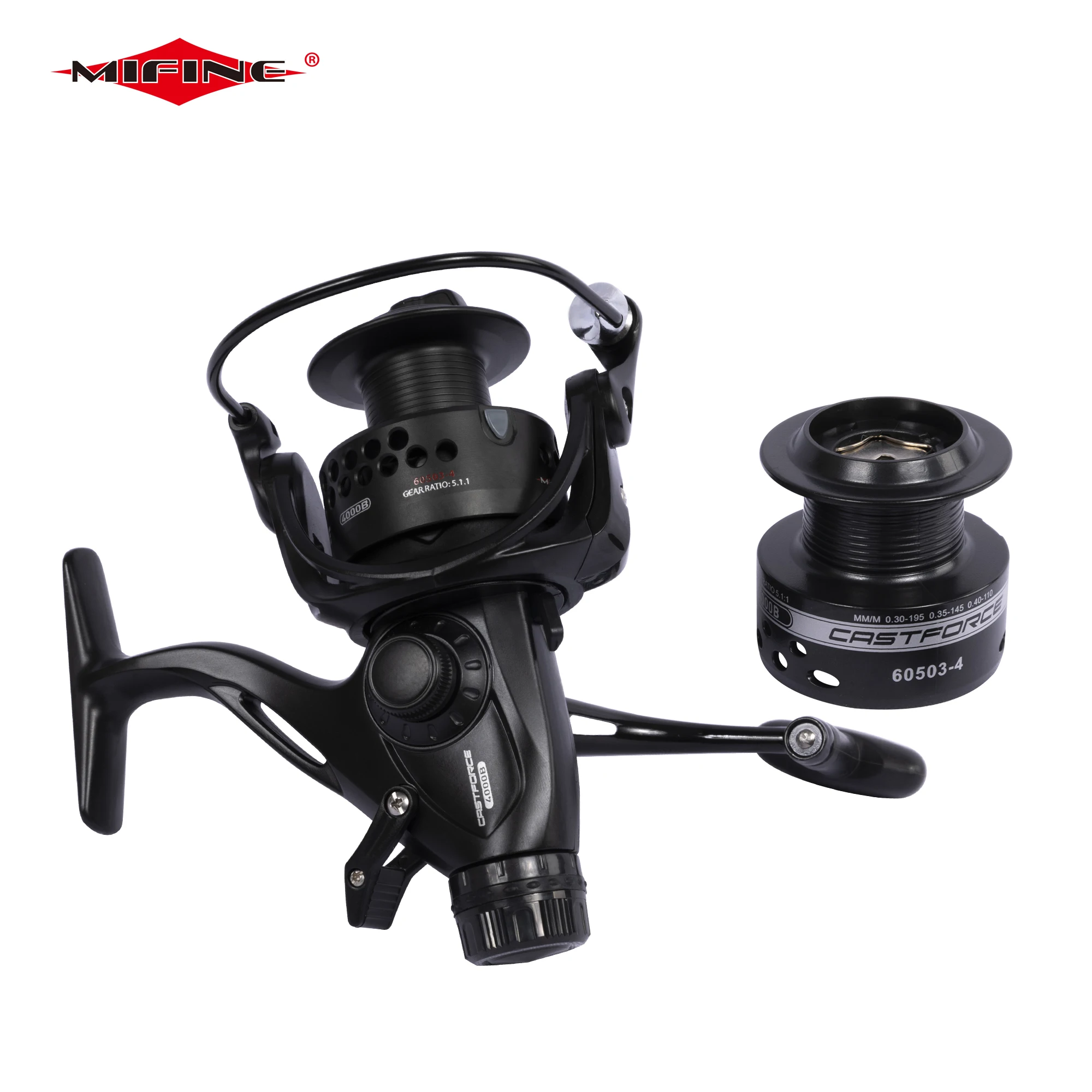 MIFINE CASTFORCE Double Brake Spinning Fishing Reel 10KG Max Drag 5.1:1 Gear Ratio Freshwater Carp Fishing Coil