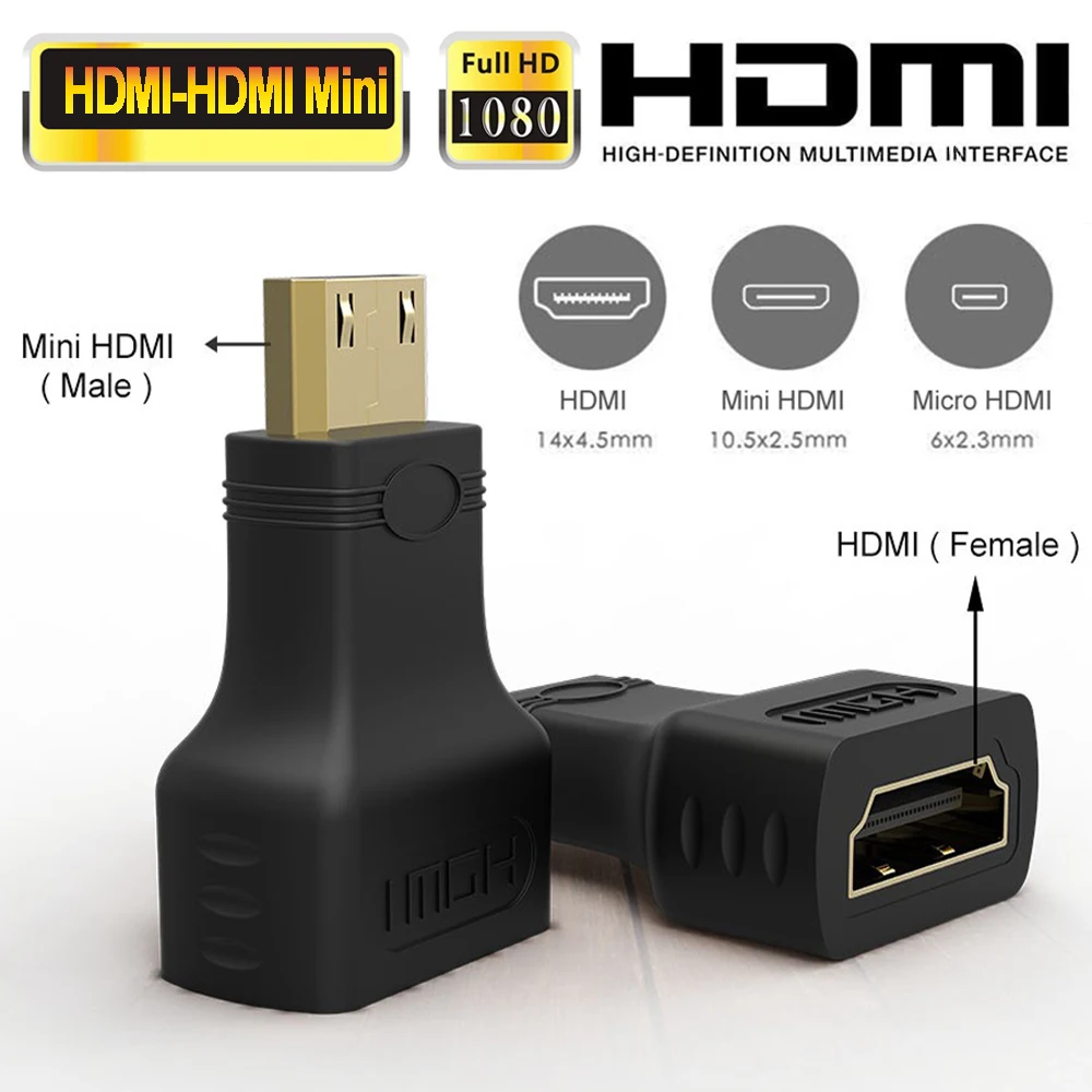 HDMI Type A Female To Mini C Мужской адаптер конвертер покрытый для 1080p 3D TV In Gold Plated|Кабели HDMI| |