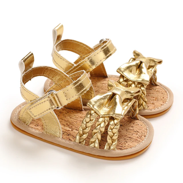 Baby Walking Shoes Golden Baby First Walkers Shoes Gold Princess Shoes Comfortable Soft Soled Non Slip Walking Shoes Pre-Walkers C-630 golden