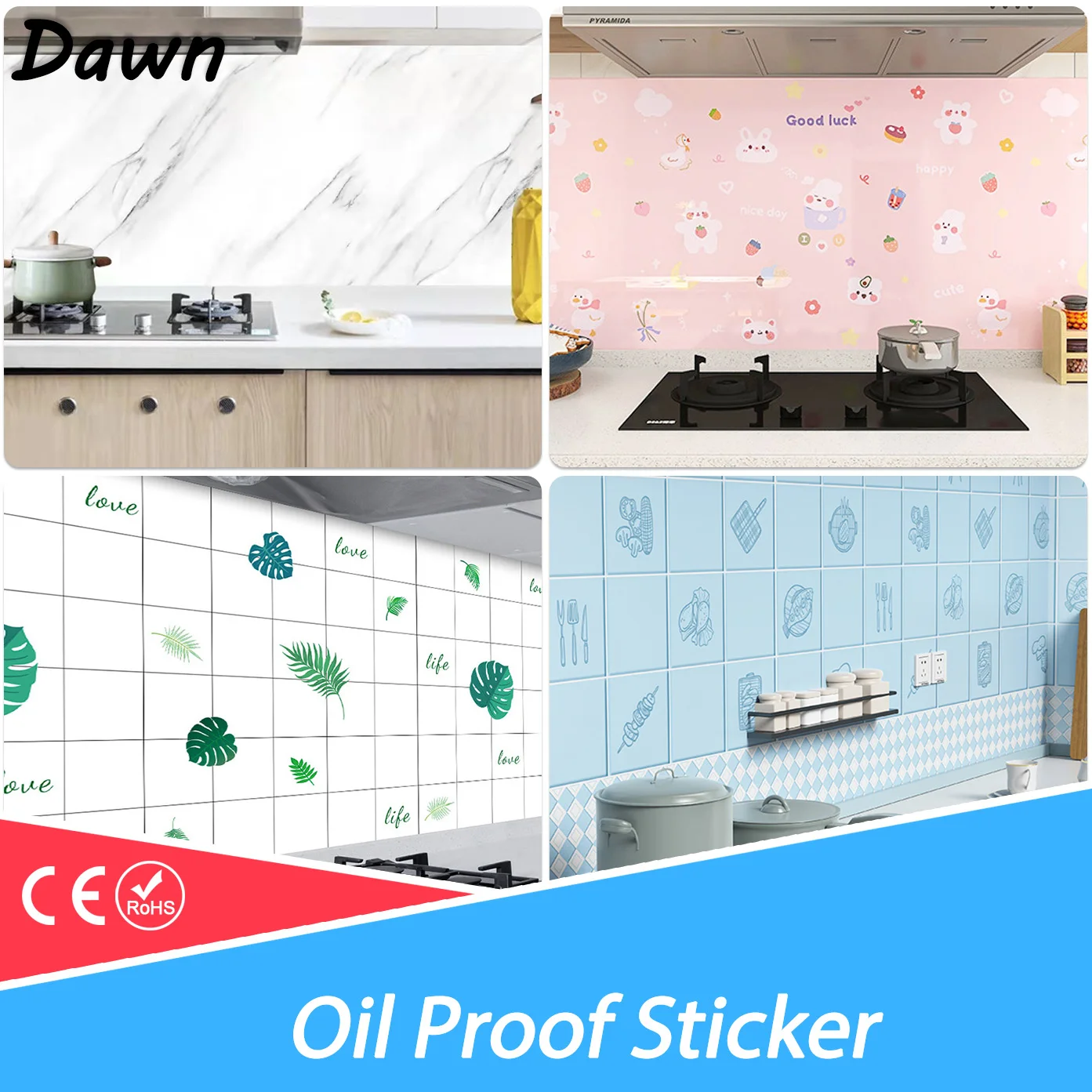 60cmx10Meter Wall Stickers Oil and Water Proof  Wall paper DIY Resistant Kitchen Bar Desktop Home Decoration Marble Pattern