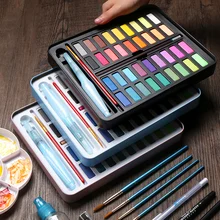 Bgln36 цветные однотонные акварельные краски в наборе для начинающих покраска пудра инструмент Палитра кистей коробка для краски портативные акварельные товары для рукоделия