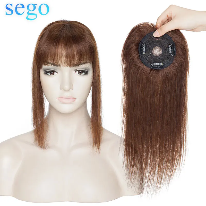 Hair-Topper-Wig Toupee Small-Bangs Human-Hair Clip-In SEGO Women with 10-Indian Remy