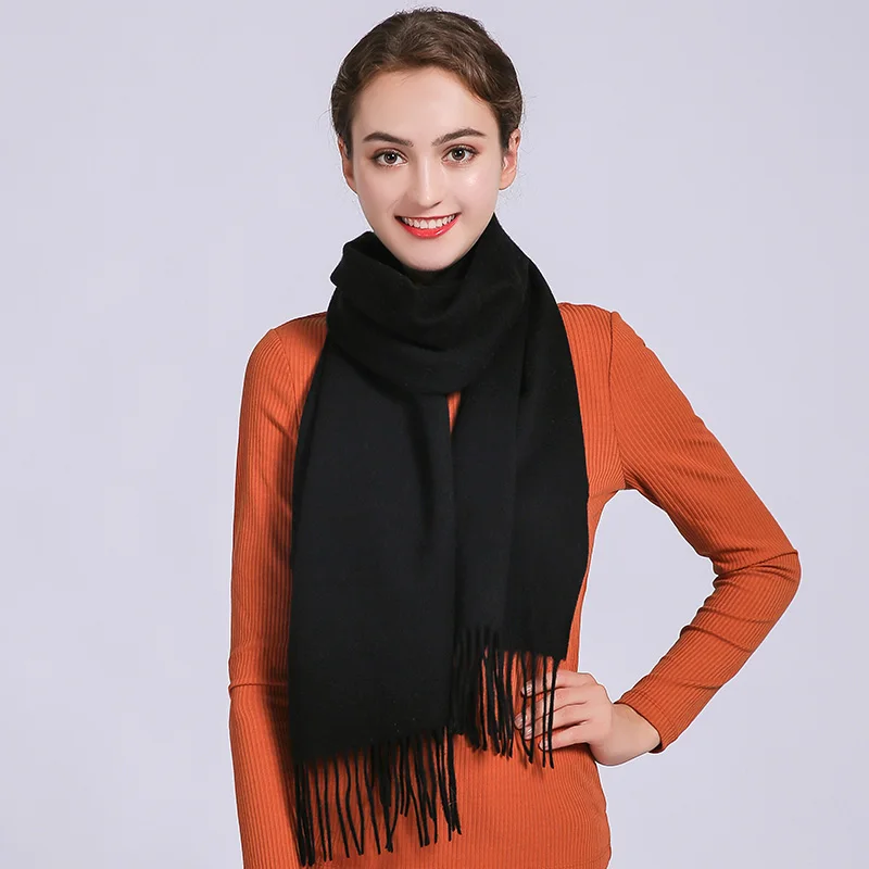 Женский зимний кашемировый шарф, фирменный кашемировый шарф для женщин, Одноцветный пашимин, винтажный теплый шарф, шерстяной шарф для женщин