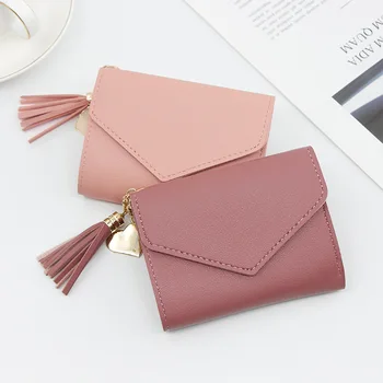 

Solid Color Women Wallets Short Leather Button Mini Wallet Coin Purse Lady Notecase Pocket Purse Card Female Money Bag