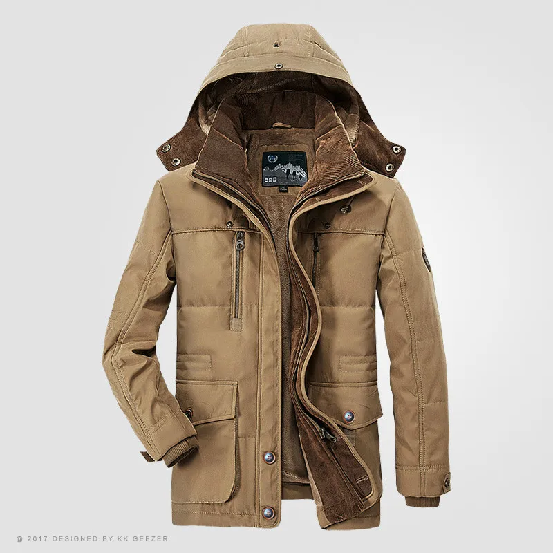 Khaki Зимняя мужская куртка, 5XL, 6XL, теплое пальто, уплотненное, милитари, пальто, ветровка, уличная парка, высокое качество, флис, с хлопковой подкладкой, новинка - Цвет: Khaki