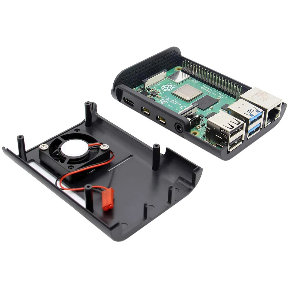 Raspberry Pi 4 Чехол, Raspberry Pi 4 Модель B защитный чехол ABS с охлаждающим вентилятором+ алюминиевые радиаторы для Raspberry Pi 4B