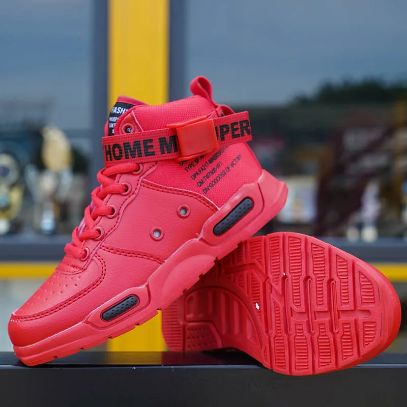 Red Kids Jordan Shoes Fashion Boys Men Basketball Shoes High Top Basketball Sneakers Boys Lighweight Sport Shoes KidsTraining Shoes - Цвет: Red