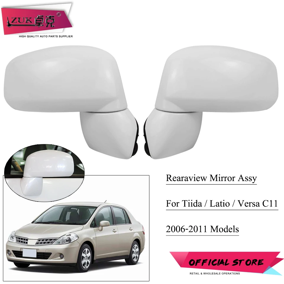 

ZUK 2PCS For Nissan Tiida Latio Versa C11 2005 2006 2007 2008 2009 2010 2011 Exterior Rearview Mirror Assy 5-PINS With Heated