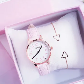 

Hot Sale Women Watches Bracelet Set Ladies Bracelet Flower Watch Casual Leather Quartz Wristwatches Clock Relogio Feminino