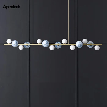 

Hot Horizontal Ceiling Hanging Chandelier Lights Kitchen Island Linear Bar Pendant Lamp Dining Room Restaurant Lighting Fixtures