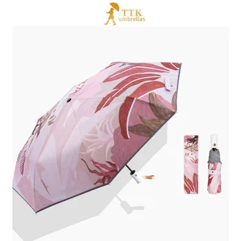 

Creative 3 Fold Umbrella Women Men Folding UPF50+ Rain Sun Umbrella Uv Protection Black Coating Sombrilla Travel Umbrella MM60YS