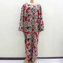 2020 africano design de moda nova chegada impressão vermelha algodão material o pescoço manga longa dess africano vestidos casuais para mulher