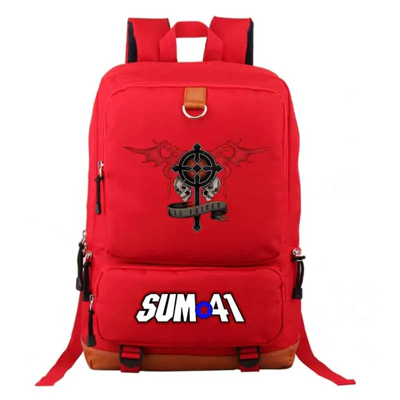 style1 red Sum41 band Рюкзак Студенческая Школьная Сумка Повседневный рюкзак для мужчин и женщин рюкзак для ноутбука рюкзак - Цвет: style1 red