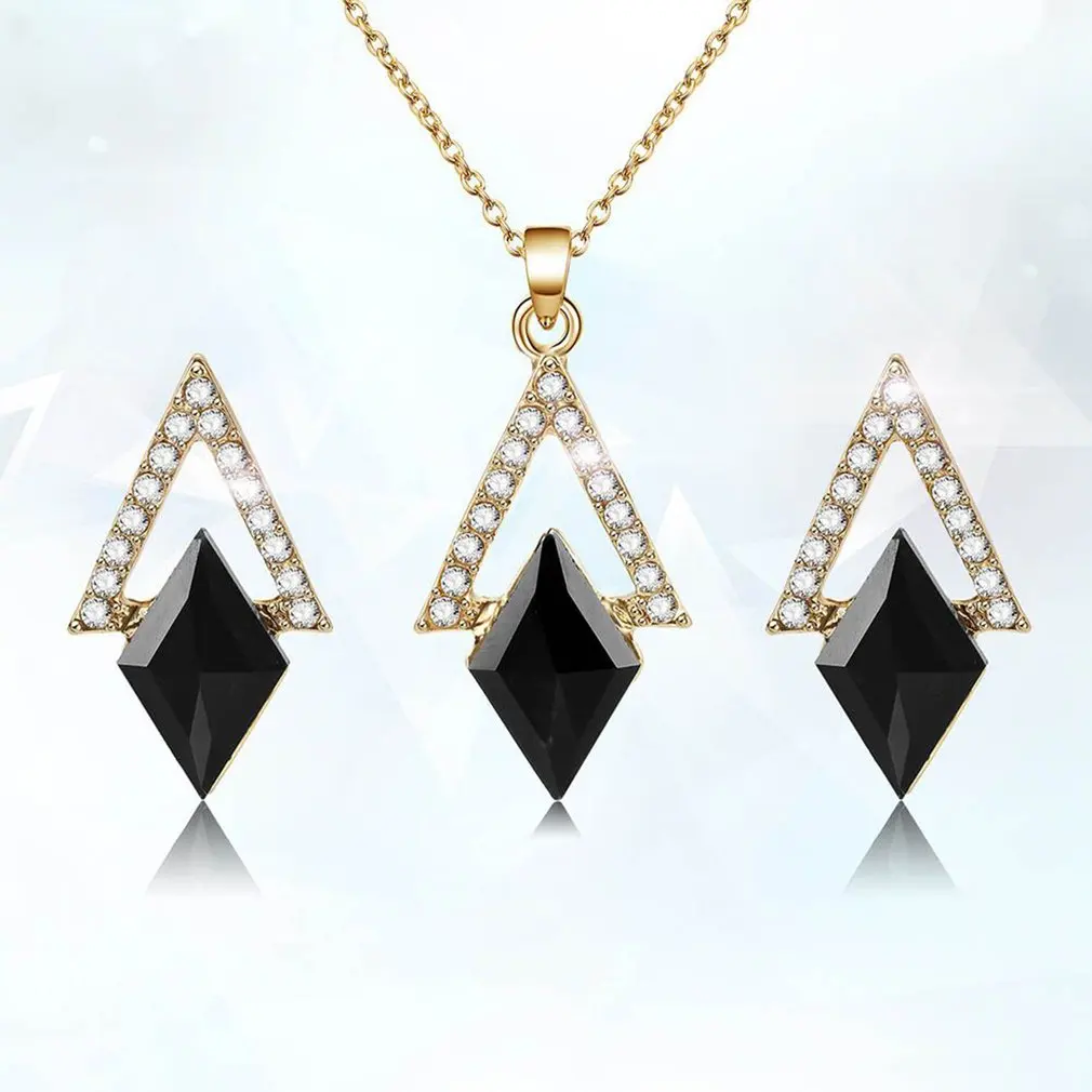 

Geometric Triangle Jewelry Set Necklace Earrings Two Piece Set Necklace And Earrings Jewelry Set Pendant For Women