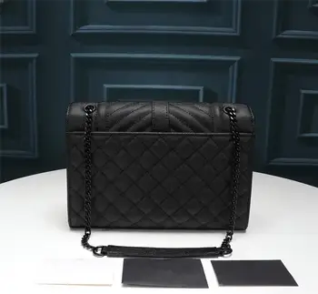 

Luxury Cow Leather Quilted Bags Women Real Leather Caviar Handbags Fashion Brand Ladies Shoulder Bag with Hardware Chains