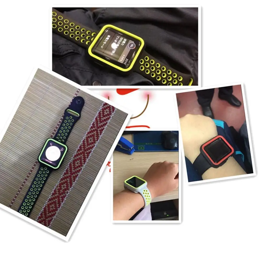 Силиконовый ремешок+ чехол для Apple Watch 5 4 3 2 1 чехол для Iwatch 38 мм 40 мм 42 м 44 мм ремешок для Apple Watch аксессуары