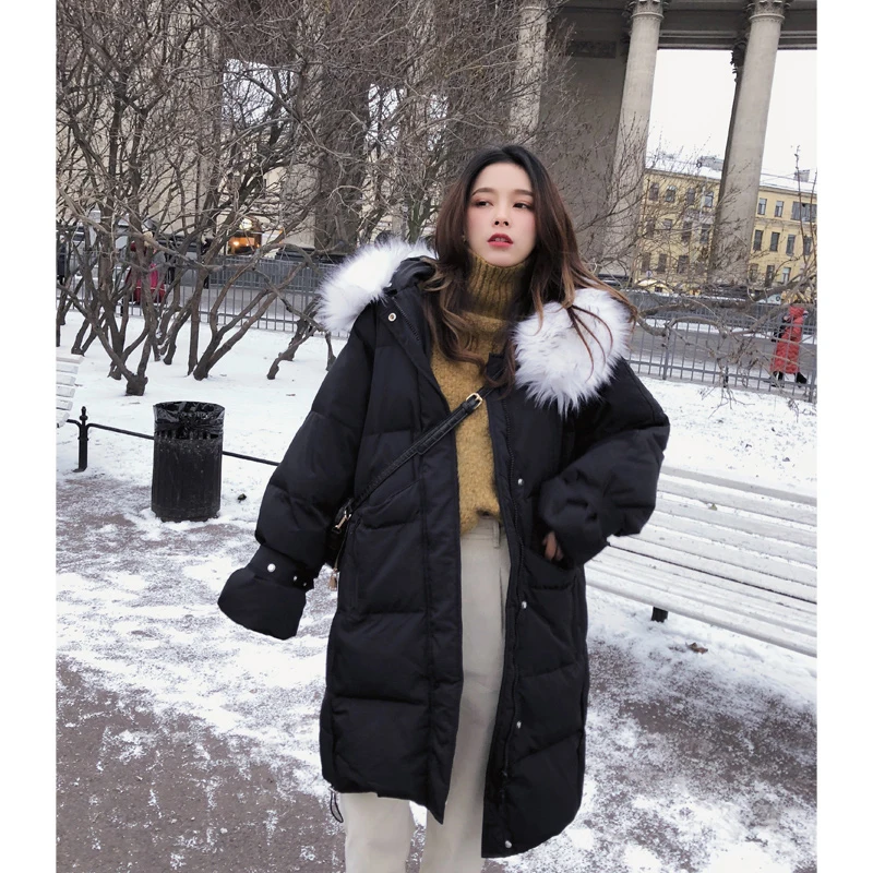 Beste Mishow 2019 Winter Vrouwen Mid Lange Down Jassen Causual Warm Thicken Losse Donsjack MX18D8848