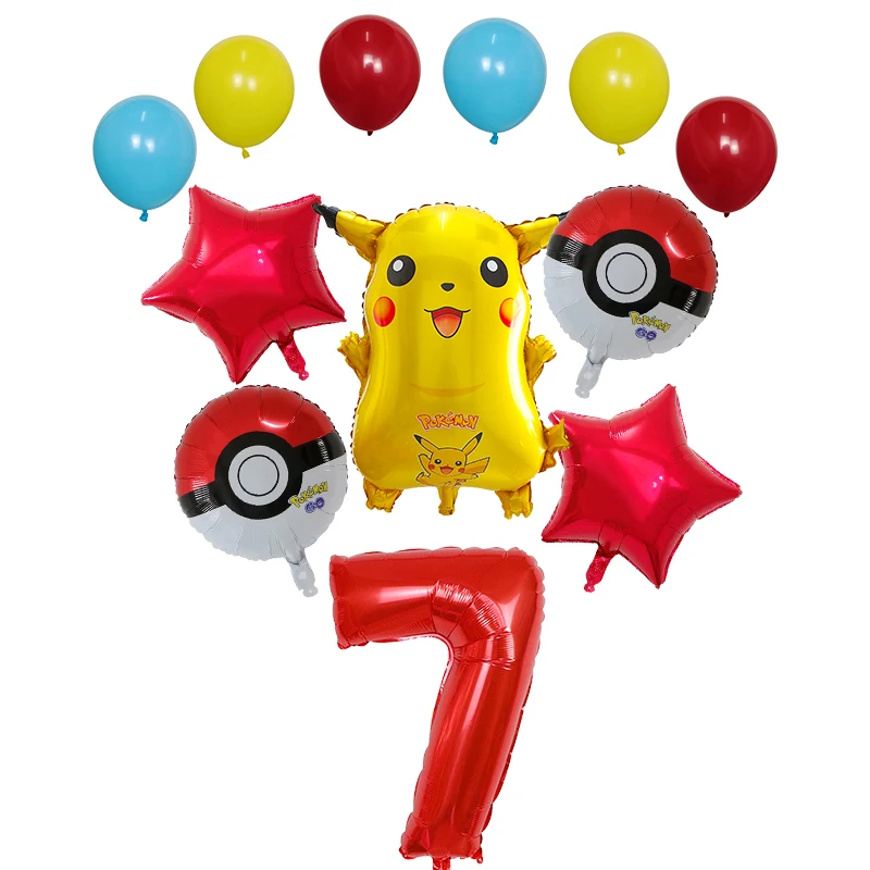 12pcs Cartoon Pokemon Pikachu Foil Balloons baby shower Birthday Party Decoration 30 inch Number Balloon Kids Toys Gift Globos