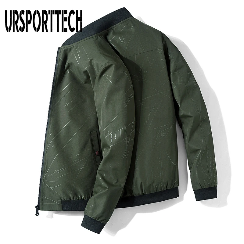 

URSPORTTECH Autumn Winter Men's Jackets New Casual Slim Fit Plus Velvet Jacket Men's Fashion Stand Collar Handsome Fleece Jacket