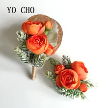 Бутон розы запястье корсаж руки цветок человек бутоньерка искусственная чайная роза Шелковый браслет на запястье невесты Брошь для свадьбы выпускного вечера