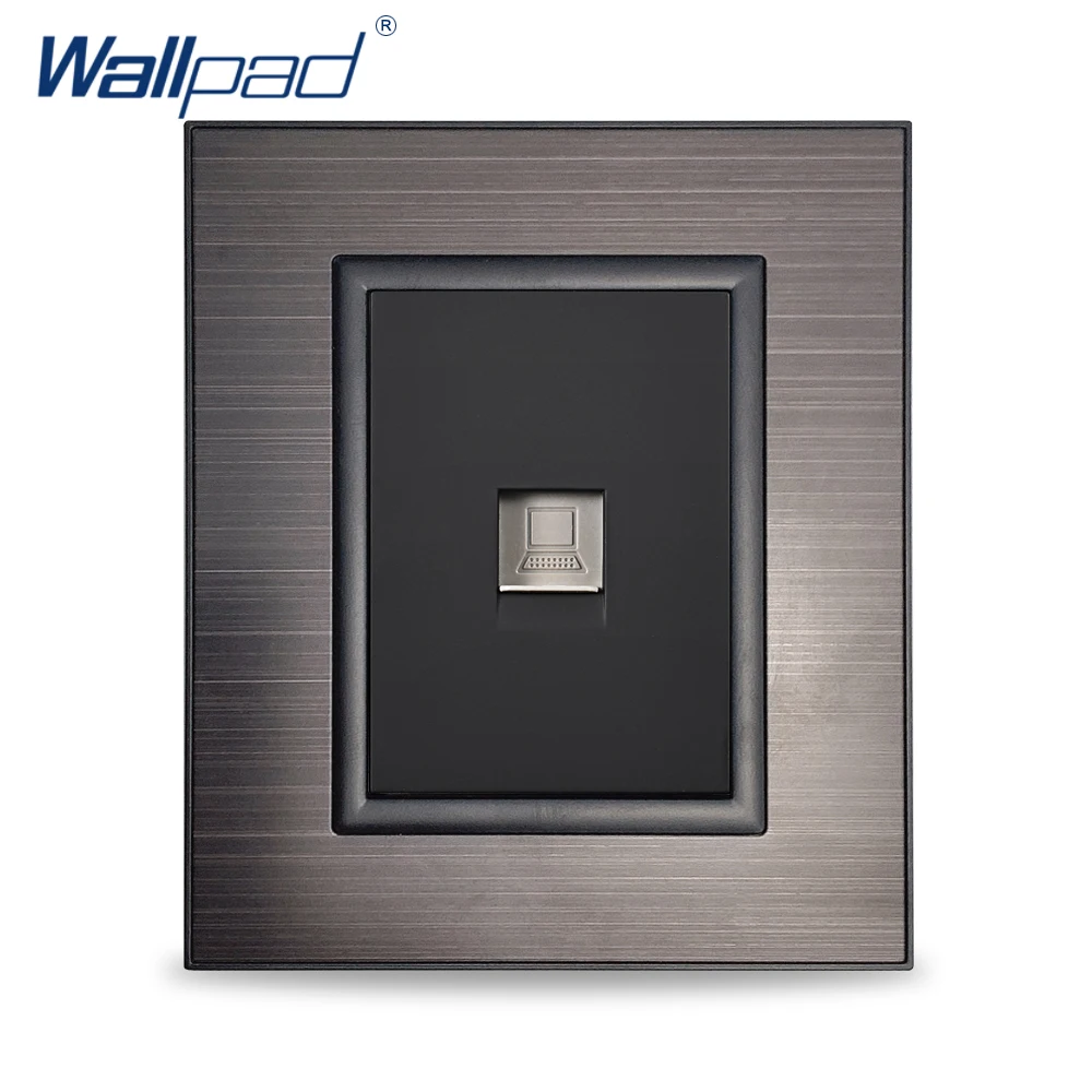 Wallpad DATA RJ45 CAT5 розетка для компьютера Ethernet Сетевая черная панель из нержавеющей
