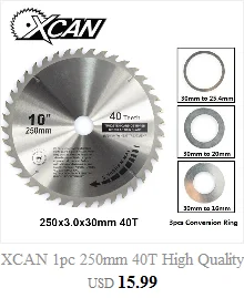 XCAN 1 шт. 250x30 мм 40T TCT круговой режущий диск деревообрабатывающий Циркулярный пильный диск с жестяным покрытием для резки древесины дисковый пильный диск