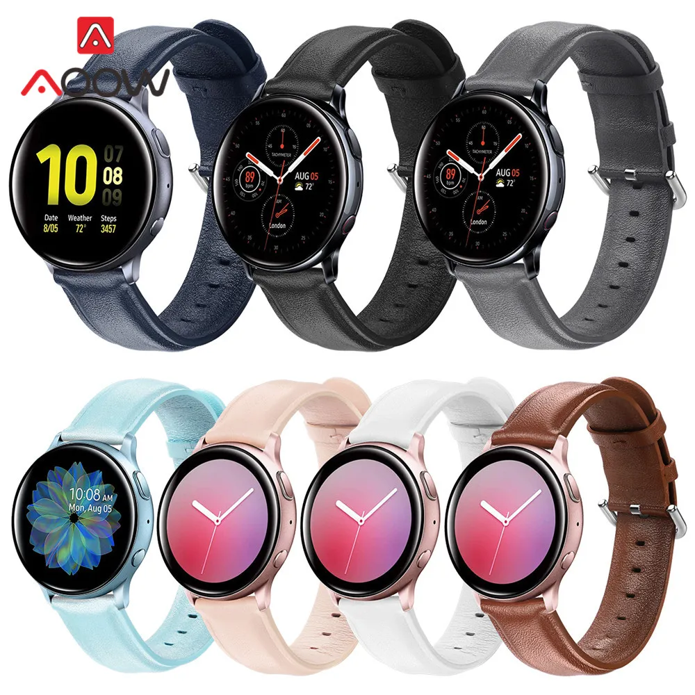 20 мм 22 кожаный ремешок для Samsung Galaxy Active2 40 44 Watch 42 46 Active 2 Gear S3|Ремешки часов| |