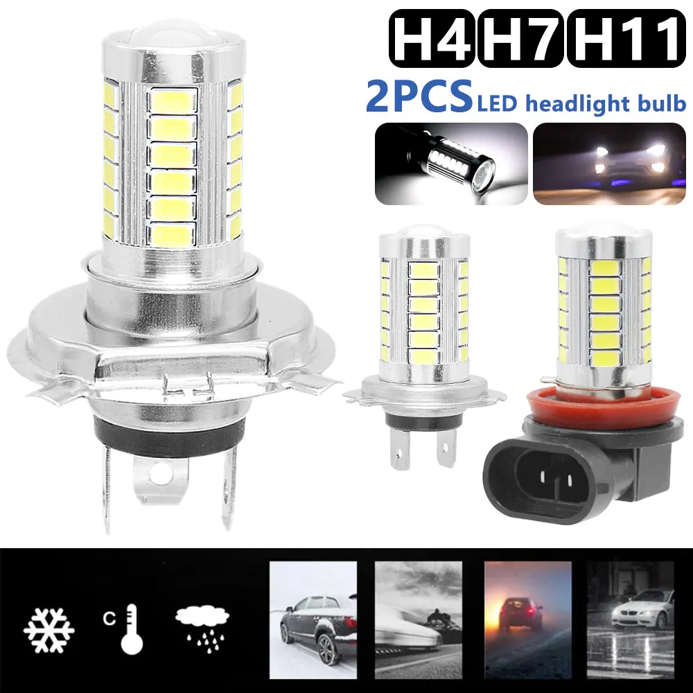 

H4 LED Fog Light Lamp Car Headlight Cold White 33 SMD 5630 5730 Light Bulb Auto Automobile Fog Light Headlamp 12V DC