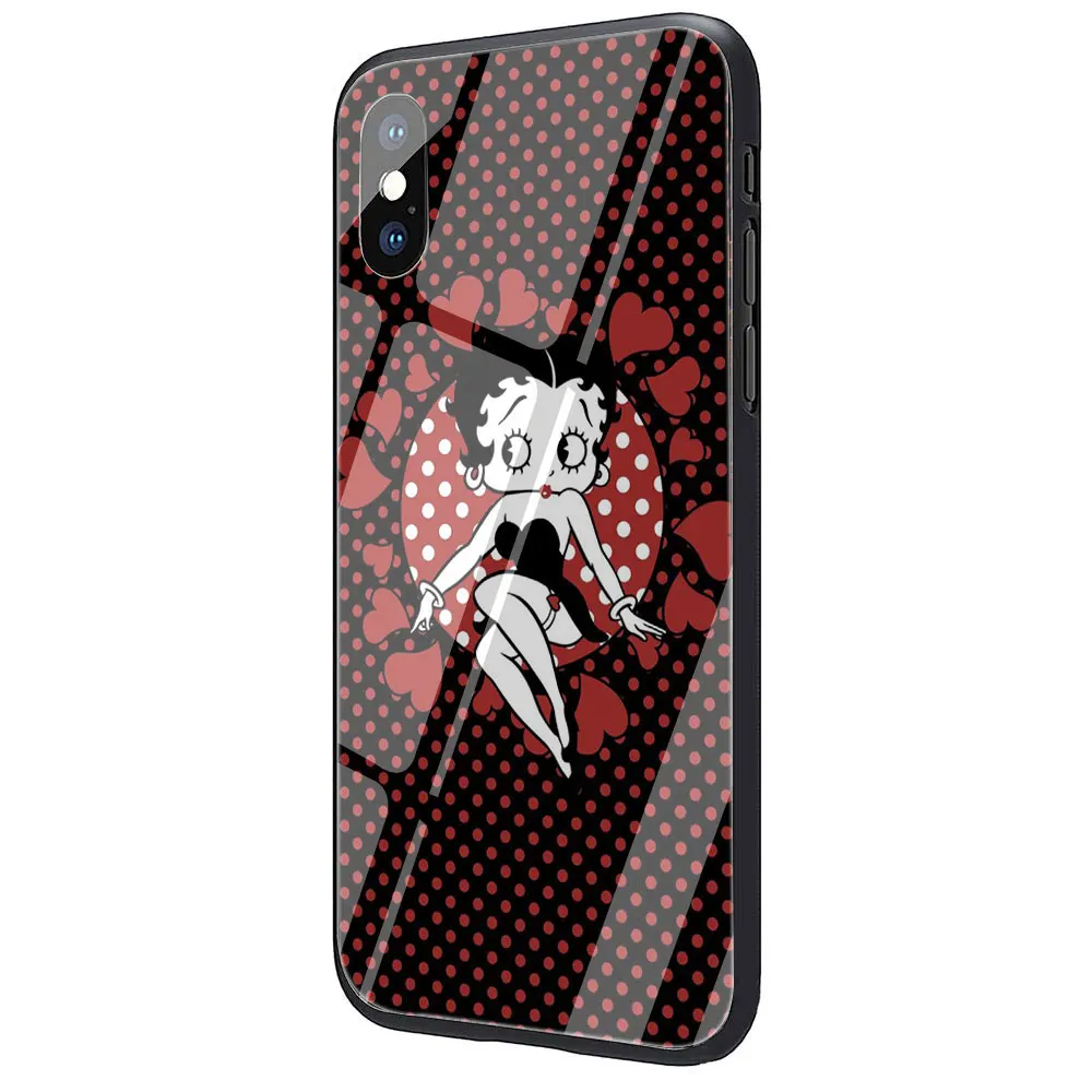 EWAU Betty Boop чехол из закаленного стекла для телефона для iphone 5 5s SE 6 6s 7 8 plus X XR XS 11 pro Max - Цвет: G10