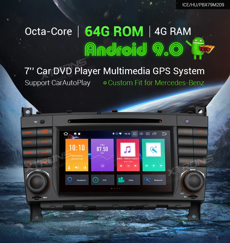 XTRONS " андроид 9,0 PX5 4+ 64G Автомобильный DVD Плеер gps для Mercedes Benz W463 W203 C180 C200 C220 C230 C240 C250 W209 2005-2006