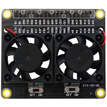 Podwójny wentylator automatyczna zmiana koloru LED GPIO karta rozszerzenia nadaje się do Raspberry Pi 4B / 3B + / 3B / 3A +