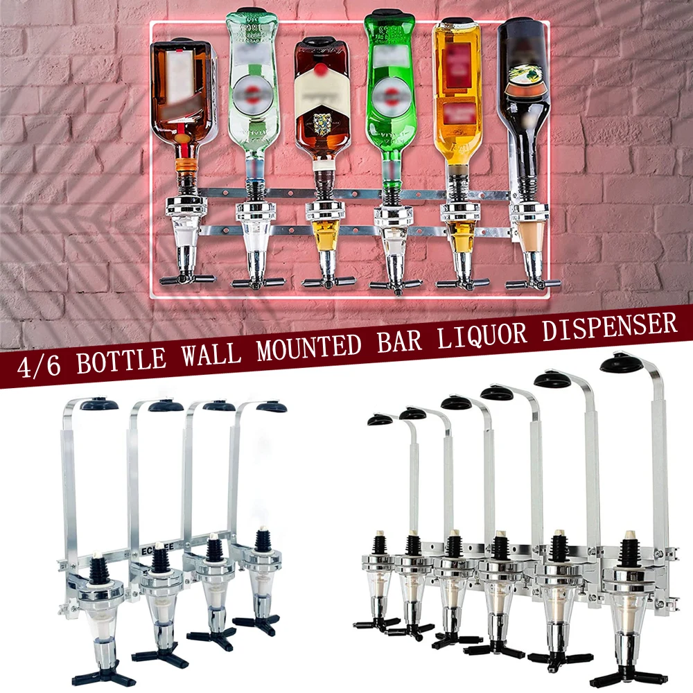 Wall-Mounted 4 5 6 Bottle Liquor Dispenser Bar Butler Bracket For Alcohol Drink Whiskey Beverage 4-6 Shot Wine Dispenser Holder