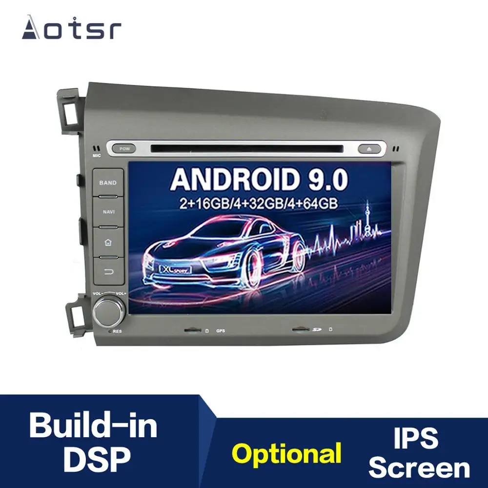 AOTSR Android 9,0 DSP ips gps навигация Carplay автомобильный DVD для Honda Civic 2012- радио плеер Мультимедиа Центральный Контроль Wifi
