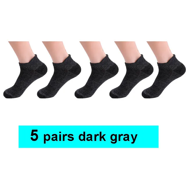 10 шт. = 5 пар Новых хлопковых коротких носков мужские и женские дышащие Спортивные Компрессионные носки для велоспорта фитнес для взрослых Размер EU38-43 - Цвет: 5 dark gray