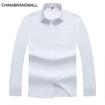 

Men Plus Fat Plus Size Length Sleeve Shirt Male Fat Man Business Leisure Solid Color Joker Long Sleeve Shirt