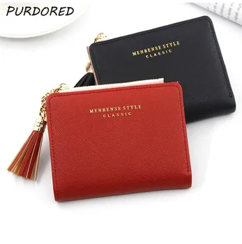 

PURDORED 1 Pc Women Tassel Card Holder Small Leather Money Purse Ladies Card Wallet for Female Purse Money Wallet Tarjetero