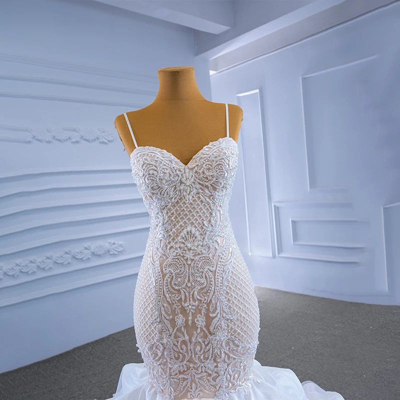 RSM67375 new plus size princesa mermaid wedding dress with beading simples lace wedding dresses for bride robe mariée dos nu 5