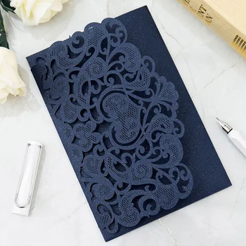 

10/100Pcs Wedding Invitations Cards Laser Cut Hollow Flower for Bridal Shower Engagement Birthday Graduation HFing