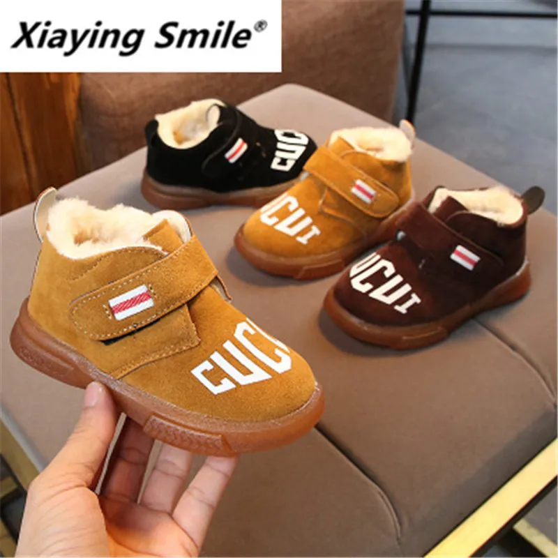 XIaying Smile детская хлопковая обувь для девочек новая маленькая детская обувь зимняя обувь для мальчиков плюшевая зимняя обувь теплая U66