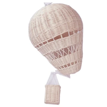 

Handmade Kids Room Decoration Nordic Style Children Bedroom Kindergarten Rattan Hot Air Balloon Craft Wall Hanging Decor