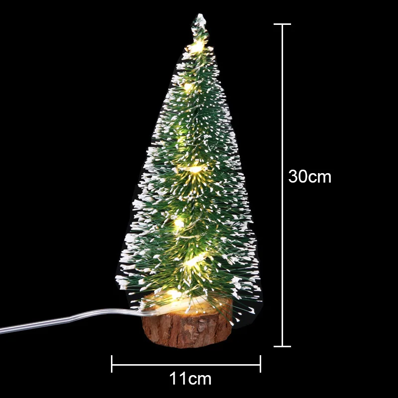 15-30cm 미니 크리스마스 트리 LED 조명 크리스마스 축제 파티 홈 데스크 데스크탑 장식 야외 정원 매달려 장식품