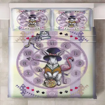

Alice Wonderland Rabbit Poker Anime Printing Bedding Set Sheet Children Room Bed Sheet Pillow case Bedding Set