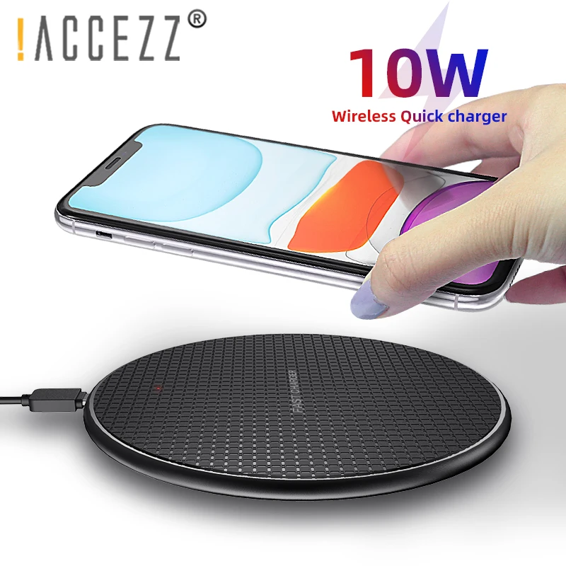 ! Беспроводное быстрое зарядное устройство ACCEZZ 10 Вт для iphone 8 Plus X XS XR 11 Pro Max Huawei Samsung