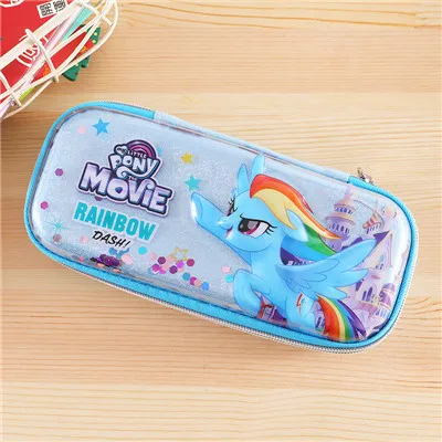 Kawaii Маленький Пони пенал; Забавный 3D единорог Пинки Пирог коробка для карандашей сумка для девочек большие канцелярские школьные принадлежности подарок - Цвет: Blue 2