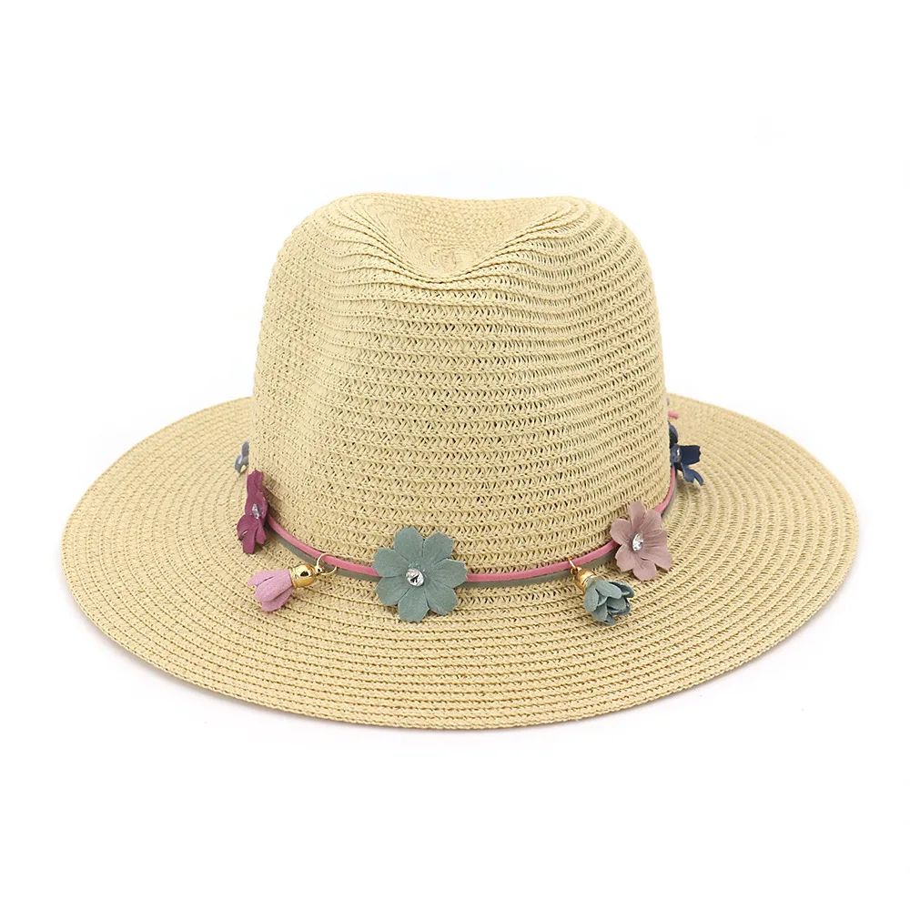 Джазовая шляпа от солнца для женщин Летняя шляпа Персонализированная Мода бахрома цветок соломенная шляпа пляжная шляпа HA15