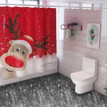 Christmas Shower Curtain Merry Christmas Decor For Home Santa Claus Shower Curtain Snowman Waterproof Bathroom Curtain