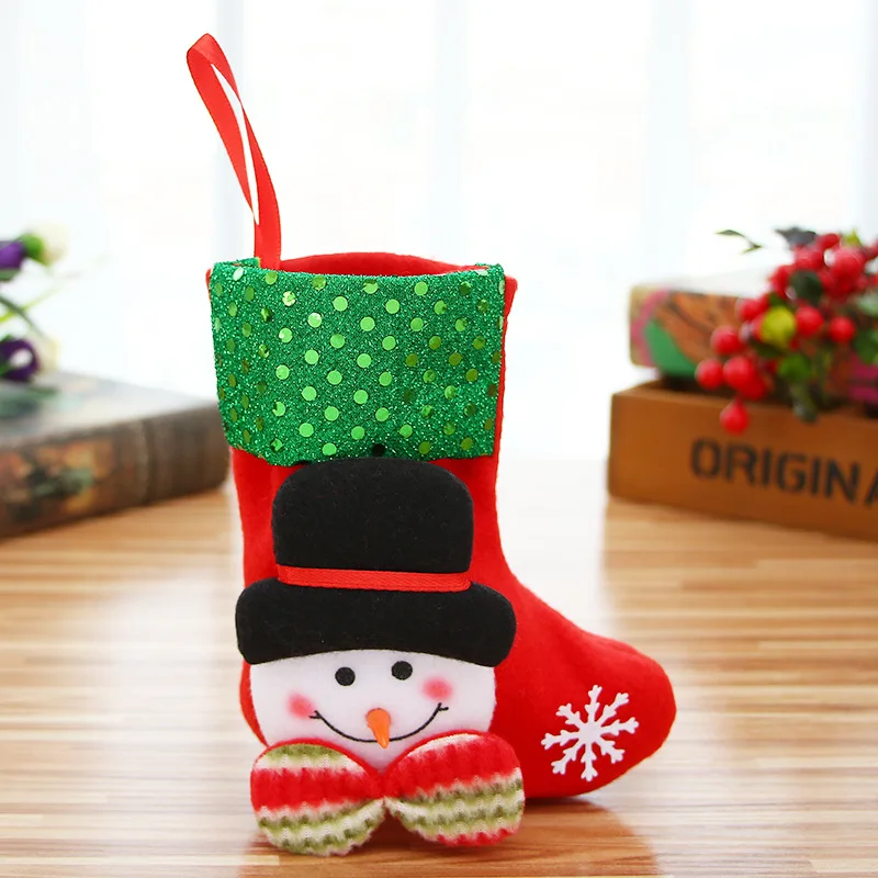 1 шт. рождественские украшения столовые приборы перчатки носки держатели-кармашки для столовых приборов ножи чехол для вилок Снеговик ужин дома подарок конфеты сумки - Цвет: snowman sock