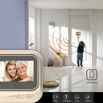 VIDEW 4.3 Inch 1080P Door Peephole Viewer Wifi Video Doorbell Camera Night Vision PIR Motion Detection Smart Home APP Control 2
