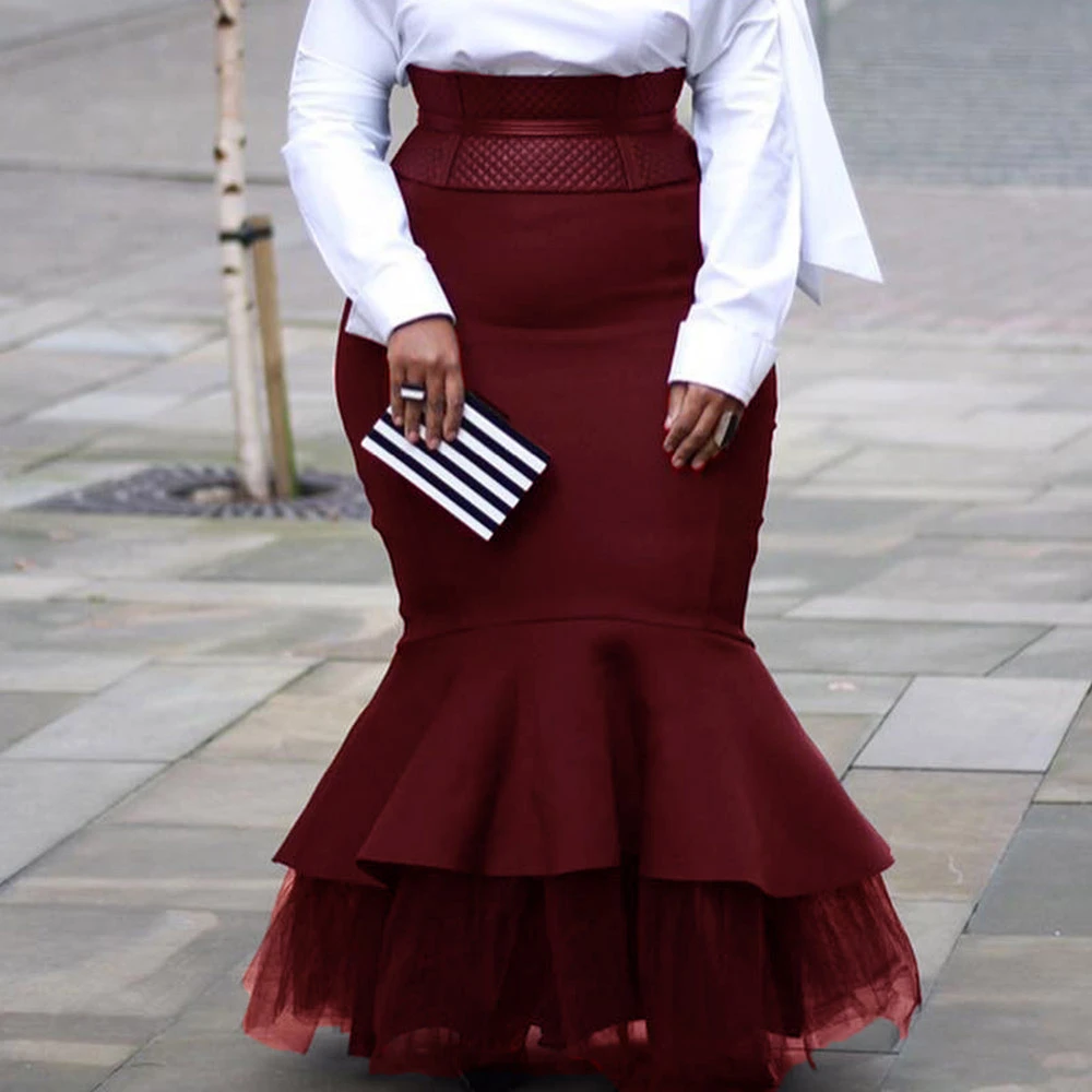Faldas largas Bodycon para mujer Vintage fiesta de africano alta cintura malla Patchwork sirena de talla grande|Faldas| - AliExpress